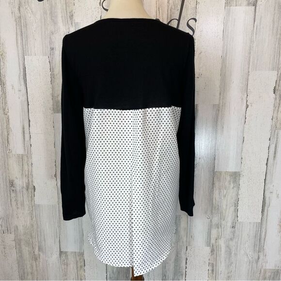 Chico’s Black Front Polkadot Back Long Sleeve Shirt Top Blouse High Low Sz M - Picture 5 of 8